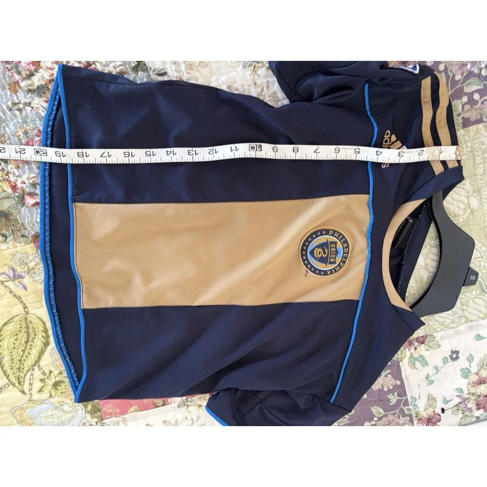 Boys Adidas Philadelphia Union Gold Stripe Soccer Jersey Large 7 Philly Navy Bl